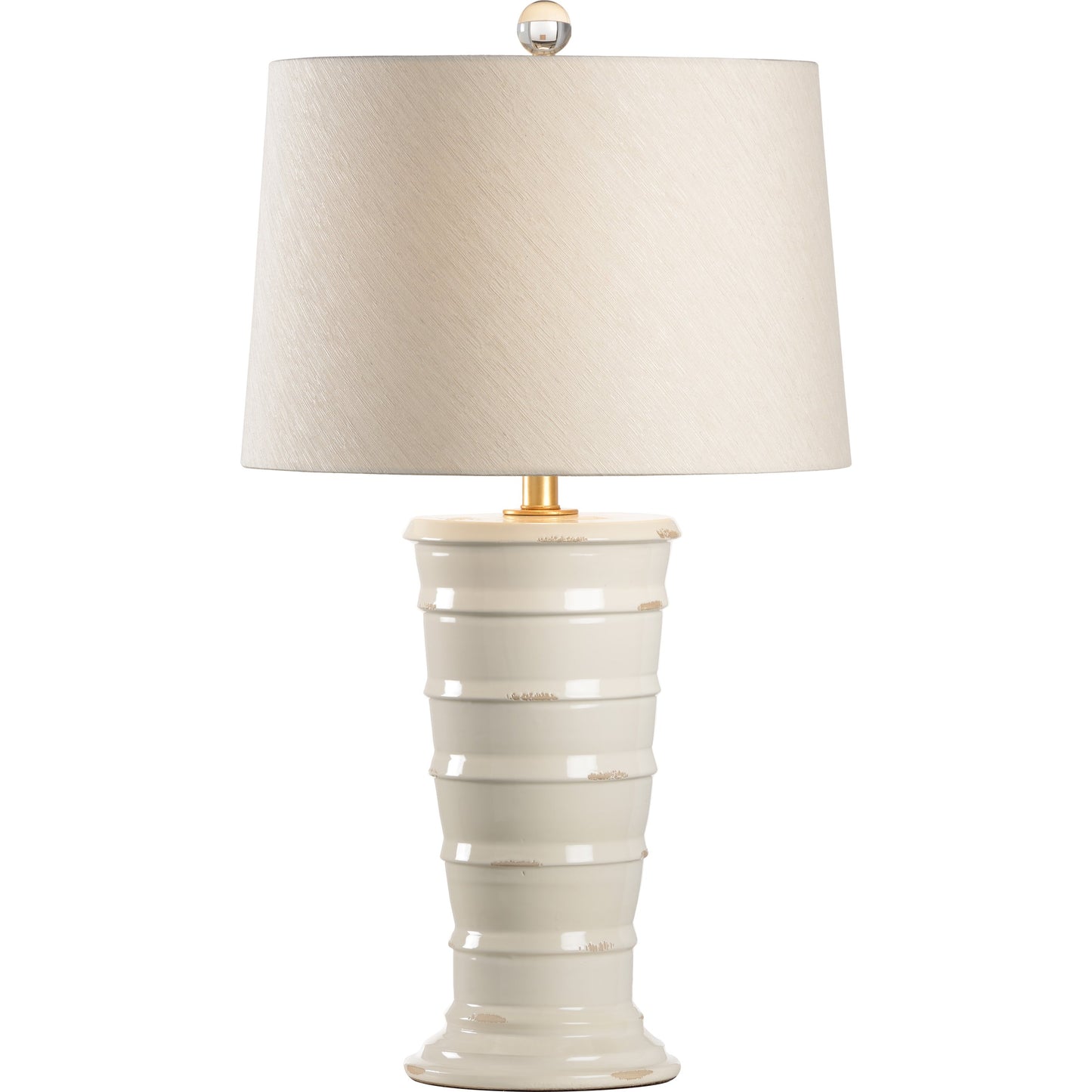 001 SR-384671 | Primary Silo | Amalfi Lamp by Wildwood in hand sculpted, aged cream glaze. Made from ceramic, porcelain in a modern style.