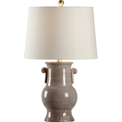 Luca Gray Lamp by Wildwood in gray glaze. Made from ceramic, porcelain in a transitional style.