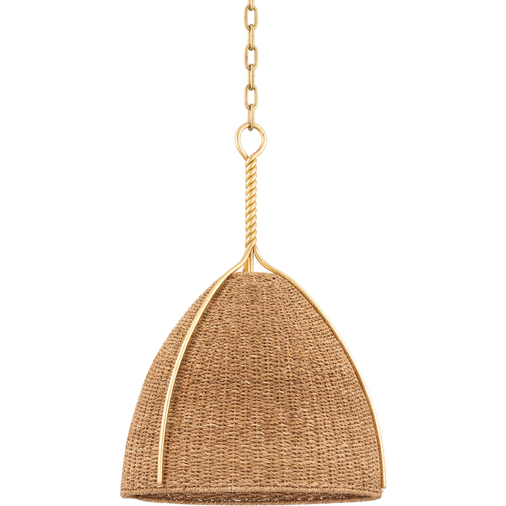 Woodlawn 1 Light Pendant by Hudson Valley in vintage gold leaf. Made from steel in a cottage & farmhouse style.