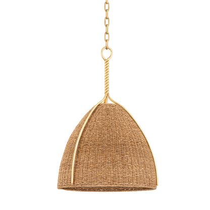 Woodlawn 1 Light Pendant by Hudson Valley in vintage gold leaf. Made from steel in a cottage & farmhouse style.