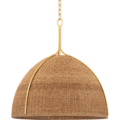 Woodlawn 1 Light Pendant by Hudson Valley in vintage gold leaf. Made from steel in a cottage & farmhouse style.