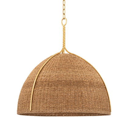 Woodlawn 1 Light Pendant by Hudson Valley in vintage gold leaf. Made from steel in a cottage & farmhouse style.