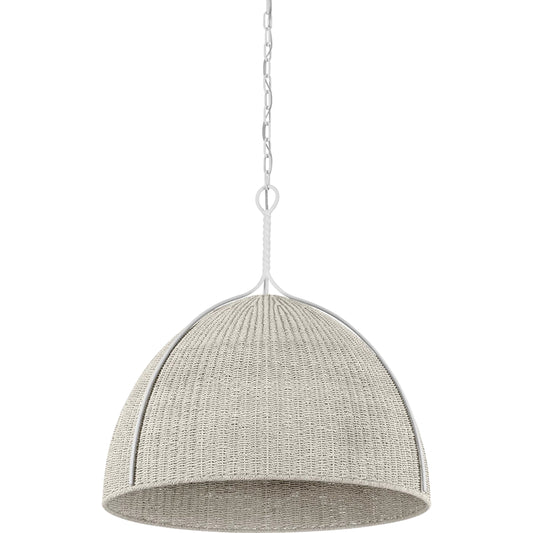 Woodlawn Pendant by Hudson Valley in white plaster. Made from natural woven in a rustic style.