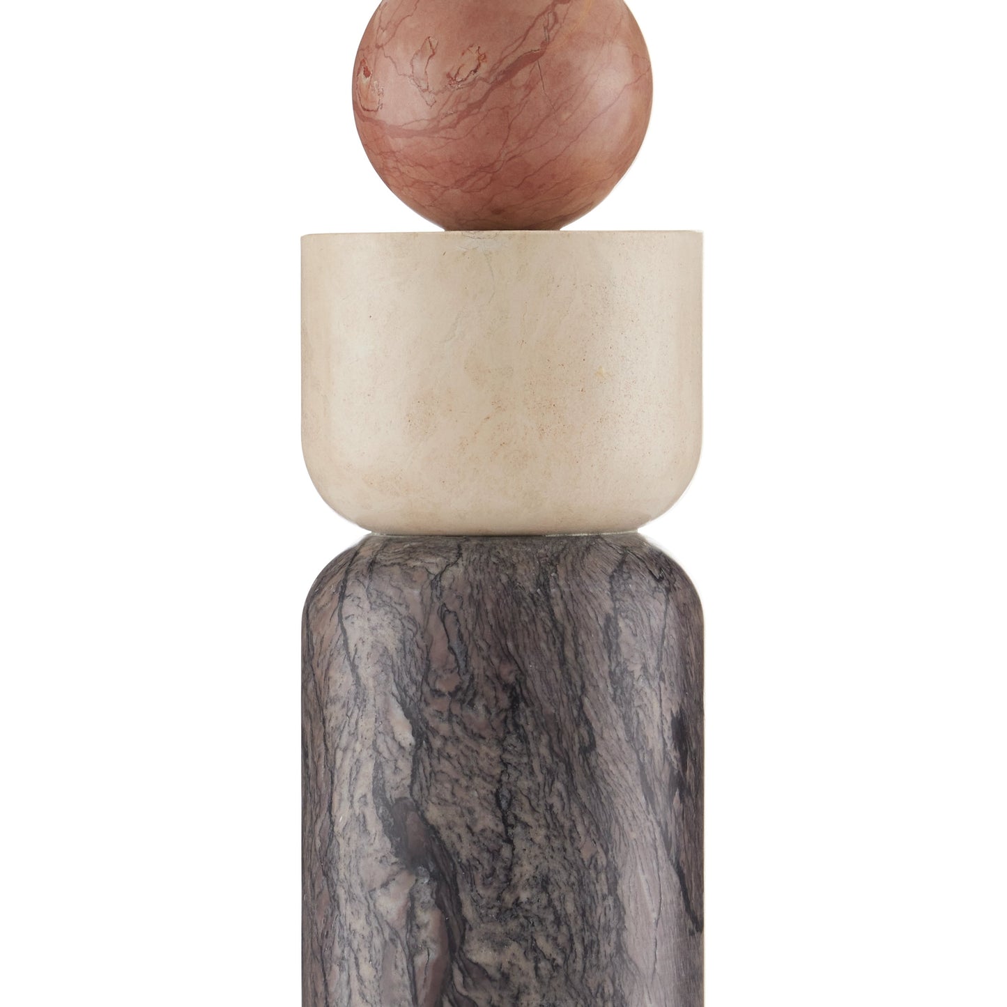 003 SI-2134016 | Closeup | Moreno Table Lamp by Currey and Company in natural. Made from rosa cappuccino marble, camello neve marble, breccia marble in a modern style.