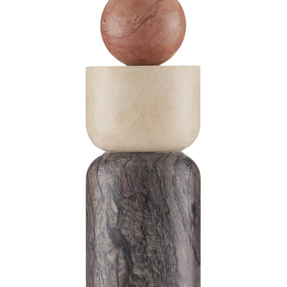 Moreno Table Lamp by Currey and Company in natural. Made from rosa cappuccino marble, camello neve marble, breccia marble in a modern style.
