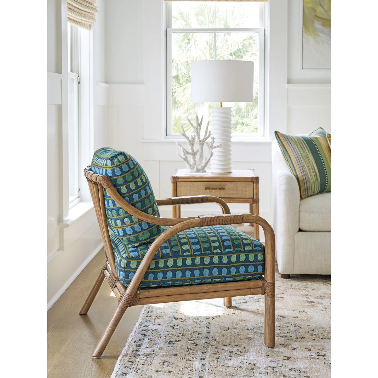 008 SI-2371142 | Lifestyle | Calatrava Chair by Tommy Bahama Home. Made from leather, rattan in a unique style.