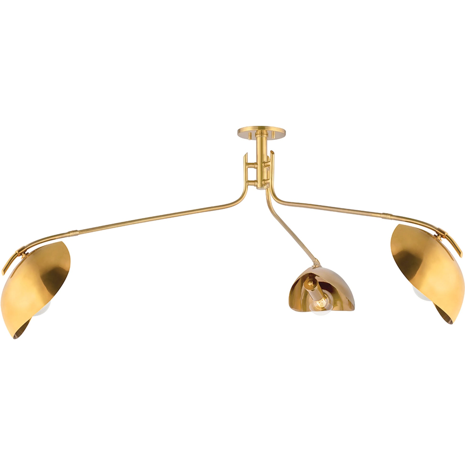 Avondale 3 Light Semi Flush by Hudson Valley in aged brass. Made from brass in a modern style.
