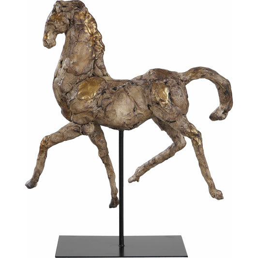 Caballo Dorado Horse Sculpture by Uttermost. Made from polyresin, iron in a eclectic & global style.