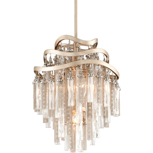 Chimera Pendant by Corbett in tranquility silver leaf. Made from hand crafted iron in a modern style.