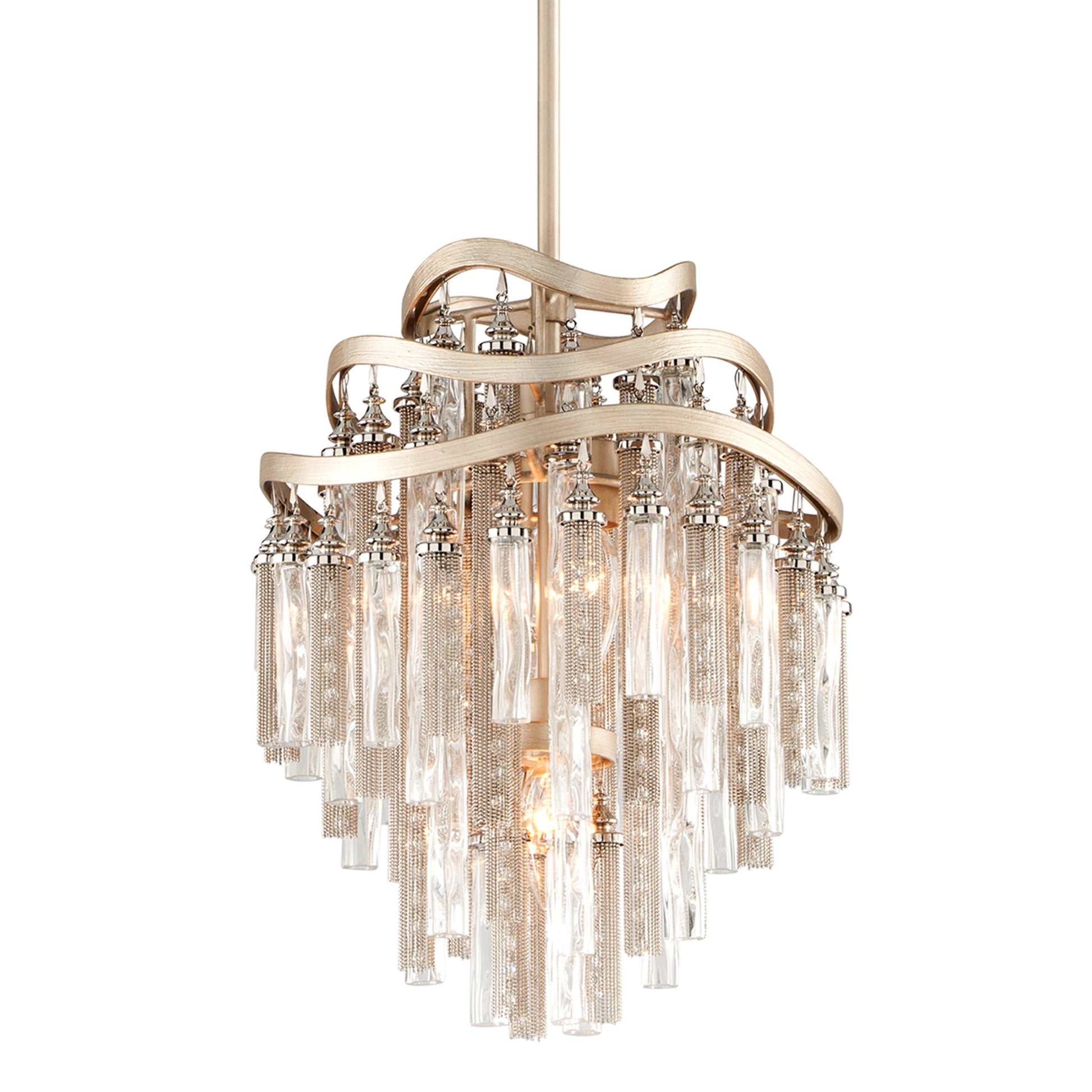 Chimera Pendant by Corbett in tranquility silver leaf. Made from hand crafted iron in a modern style.