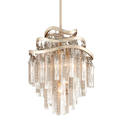 Chimera Pendant by Corbett in tranquility silver leaf. Made from hand crafted iron in a modern style.