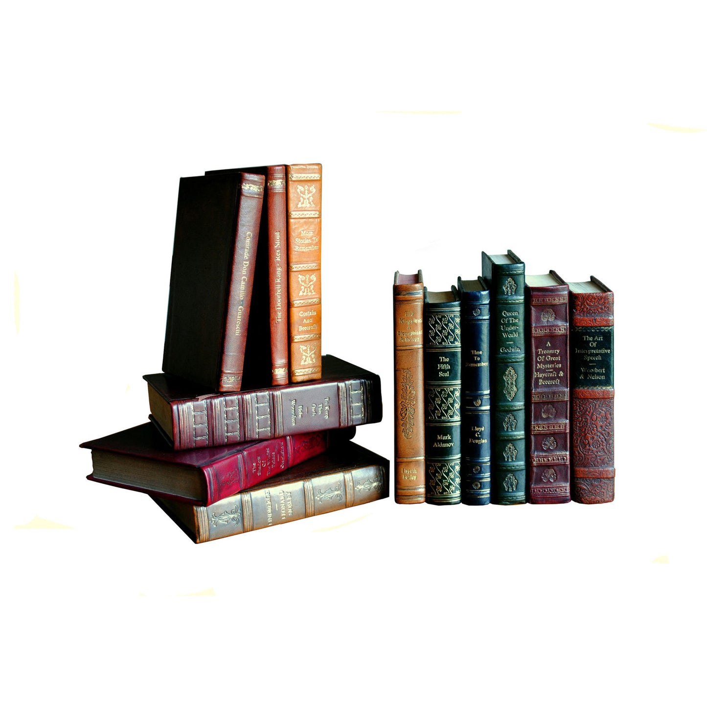 003 S-242761 | Additional Silo | Rebound Leather Books by Sarreid Ltd. in multi and each book unique asst.colors sizes. Made from leather in a cottage & farmhouse style.