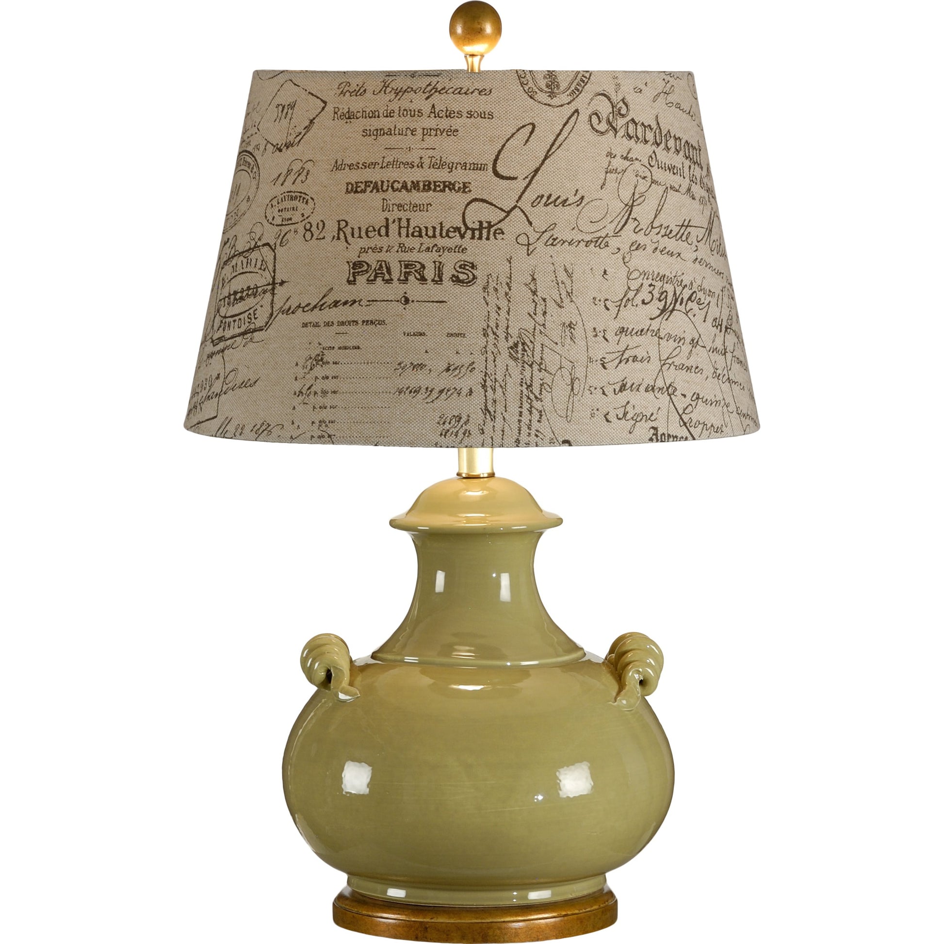 Niccolo Lamp by Wildwood in ivory, white glaze, antique gold. Made from ceramic, porcelain in a transitional style.