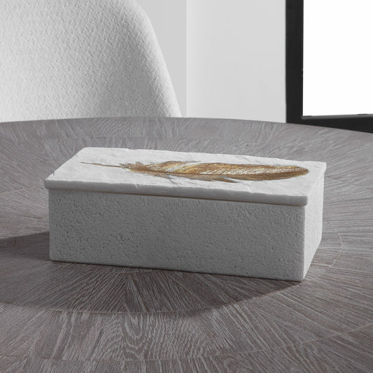 Nephele Stone Box by Uttermost in white. Made from polyresin in a transitional style.
