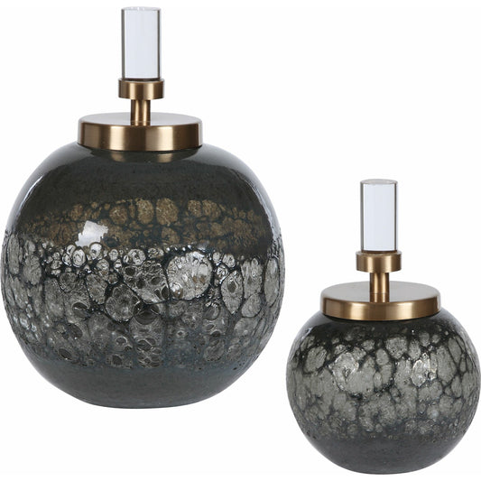 Cessair Art Glass Bottles by Uttermost in multi. Made from iron, glass, crystal in a modern style.