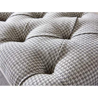 Bellport Bench by Lexington in gray, cream and ivory/gray. Made from oak, fabric in a unique style.