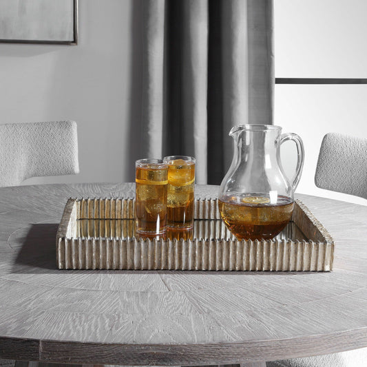 Talmage Mirrored Tray by Uttermost in silver. Made from polyresin, mirror, mdf in a modern style.