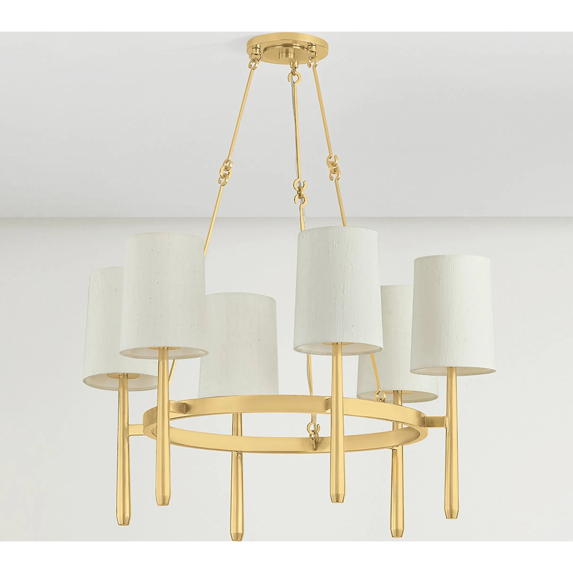 Bridgeton Chandelier by Hudson Valley in aged brass. Made from steel in a traditional style.