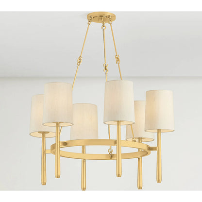 Bridgeton Chandelier by Hudson Valley in aged brass. Made from steel in a traditional style.