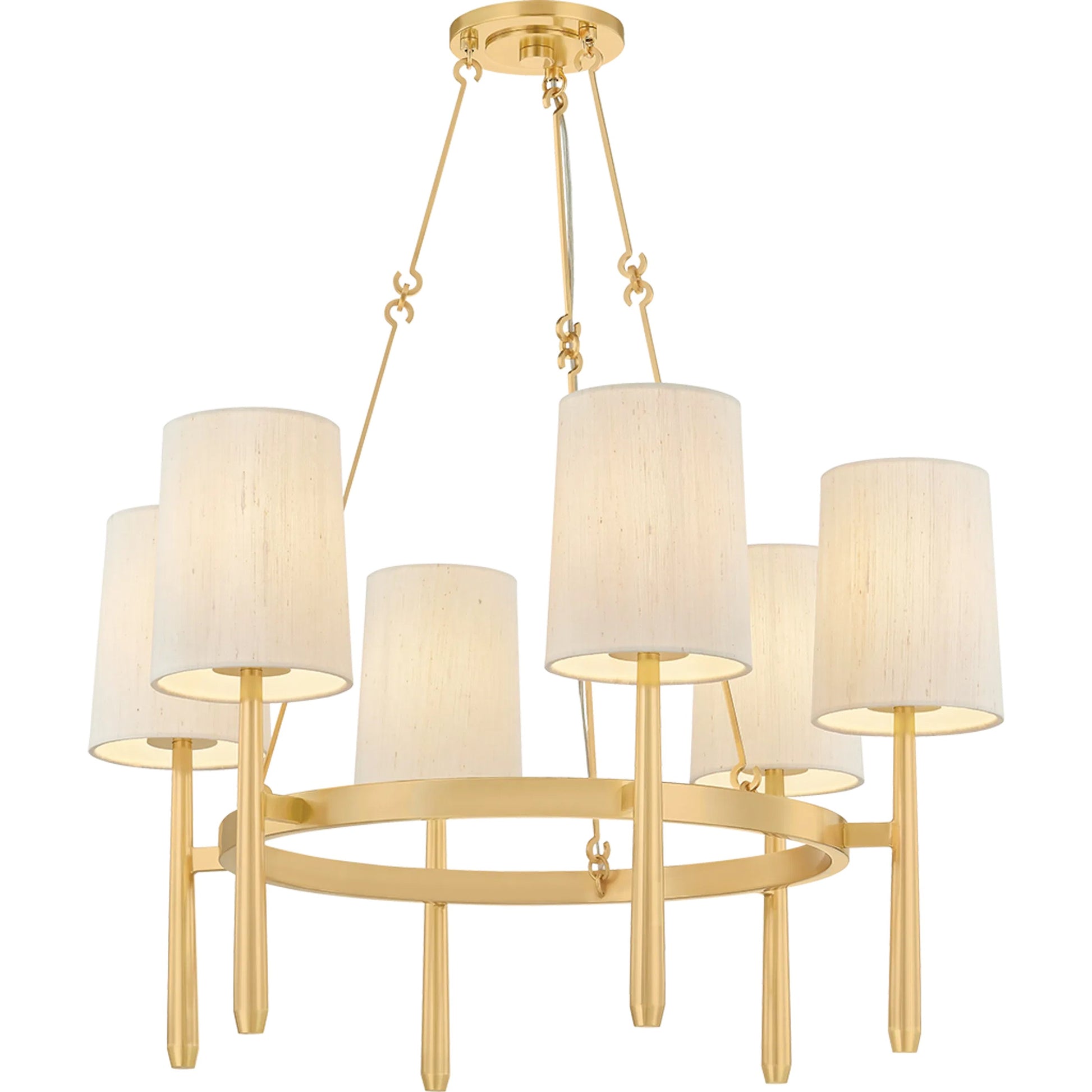 Bridgeton Chandelier by Hudson Valley in aged brass. Made from steel in a traditional style.