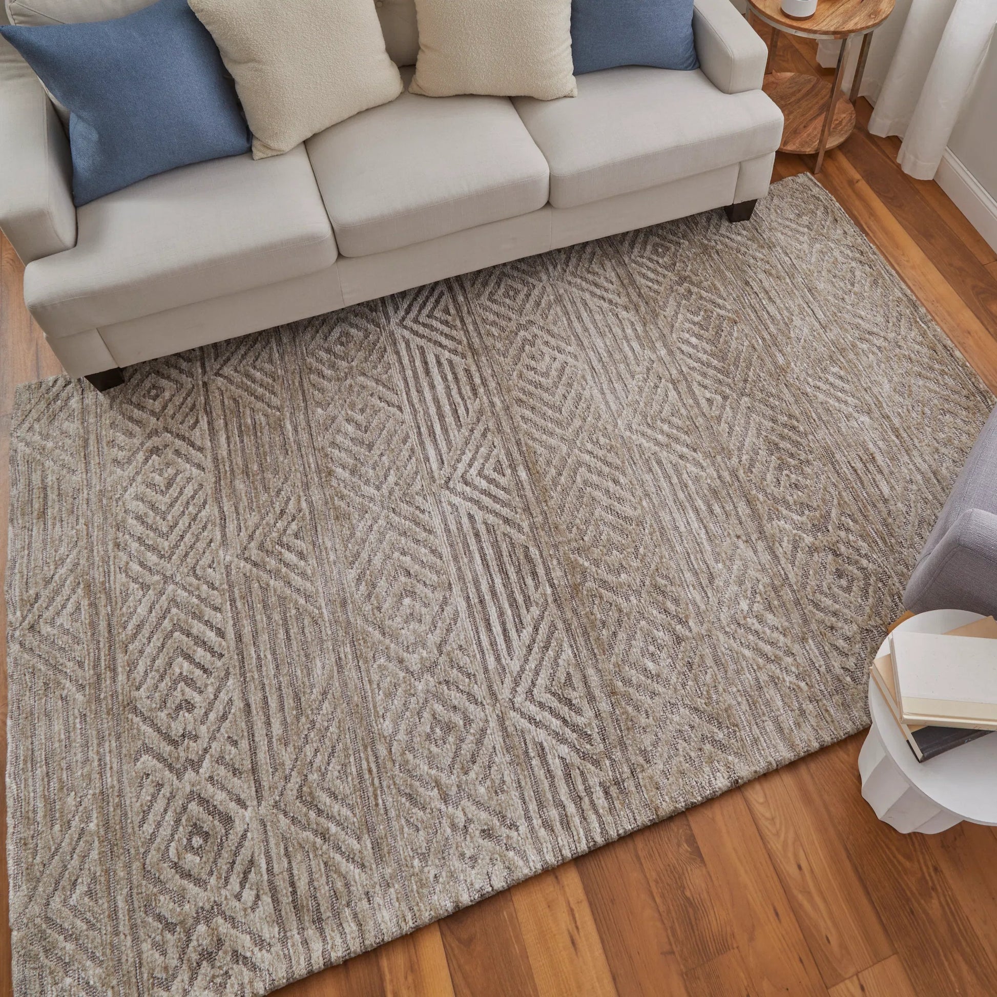 Colton Geometric Rug - 8791F by Feizy in tan, ivory, brown. Made from polyester in a unique style.