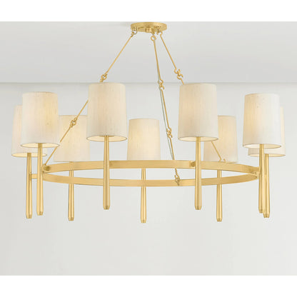 Bridgeton Chandelier by Hudson Valley in aged brass. Made from steel in a traditional style.