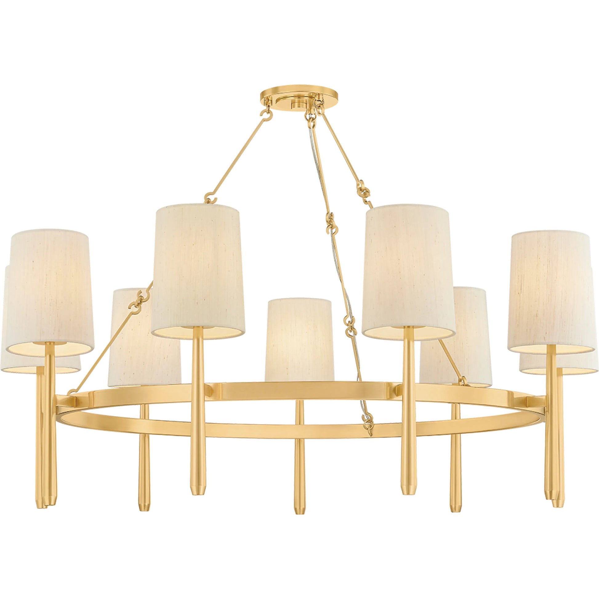 Bridgeton Chandelier by Hudson Valley in aged brass. Made from steel in a traditional style.