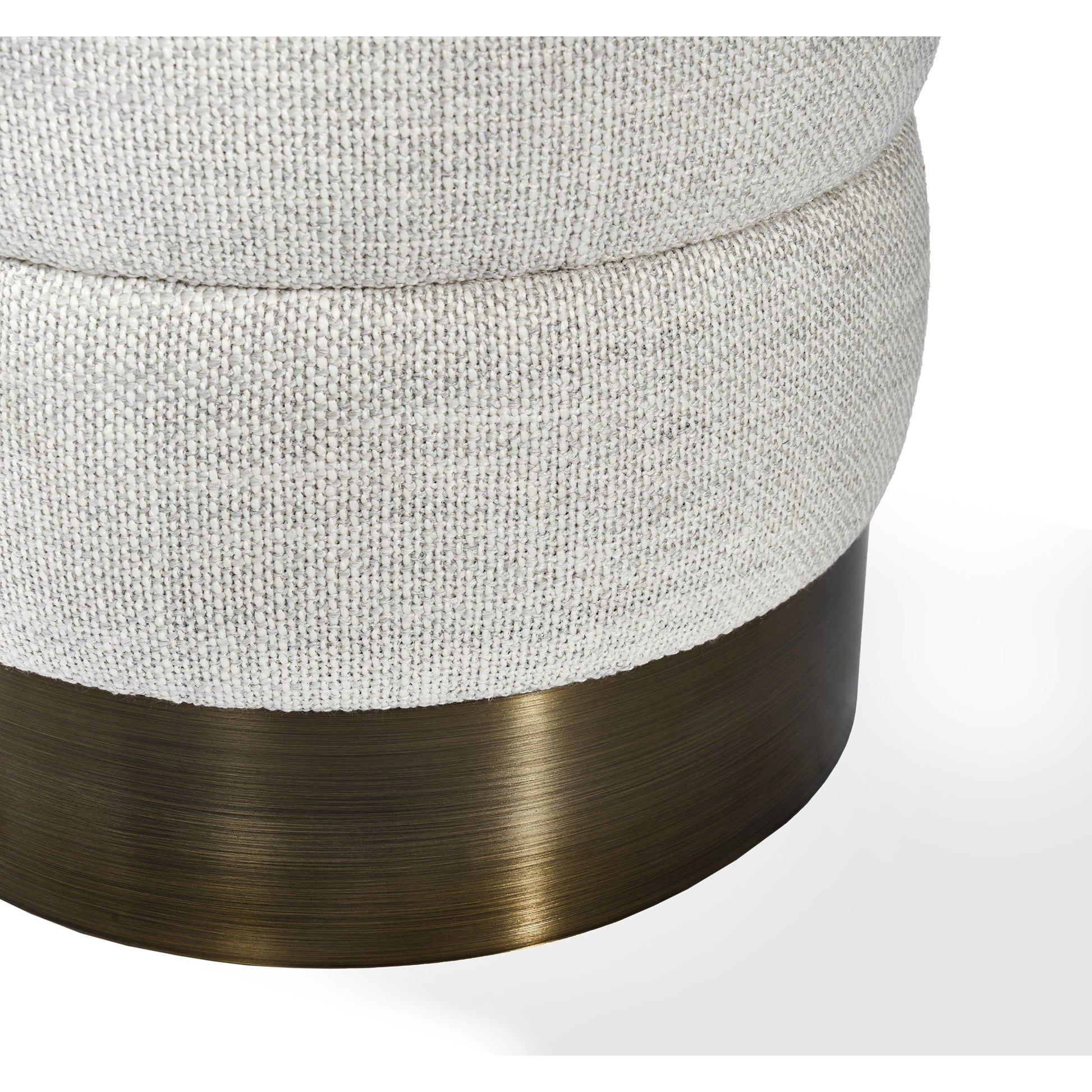 Charlize Bronze Stool by Interlude Home in cream, antique bronze. Made from boucle, stainless steel in a modern style.