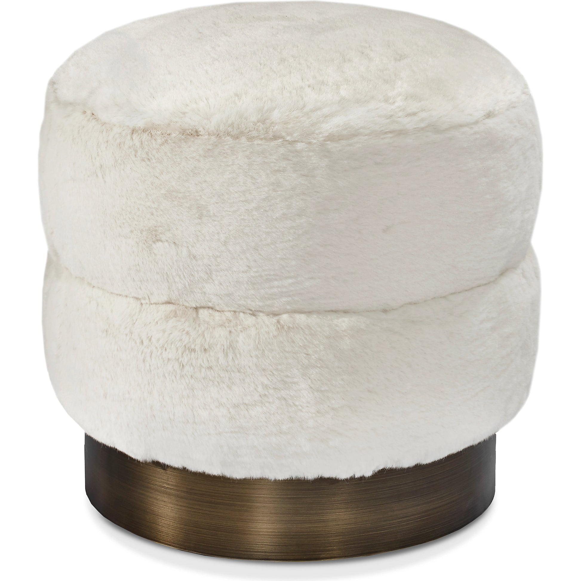 Charlize Bronze Stool by Interlude Home in cream, antique bronze. Made from boucle, stainless steel in a modern style.