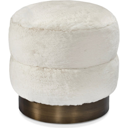 Charlize Bronze Stool by Interlude Home in cream, antique bronze. Made from boucle, stainless steel in a modern style.
