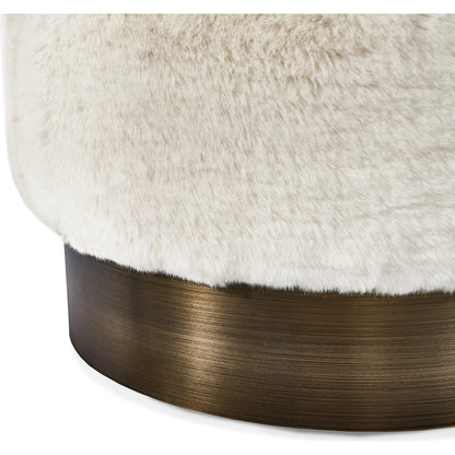 Charlize Bronze Stool by Interlude Home in cream, antique bronze. Made from boucle, stainless steel in a modern style.