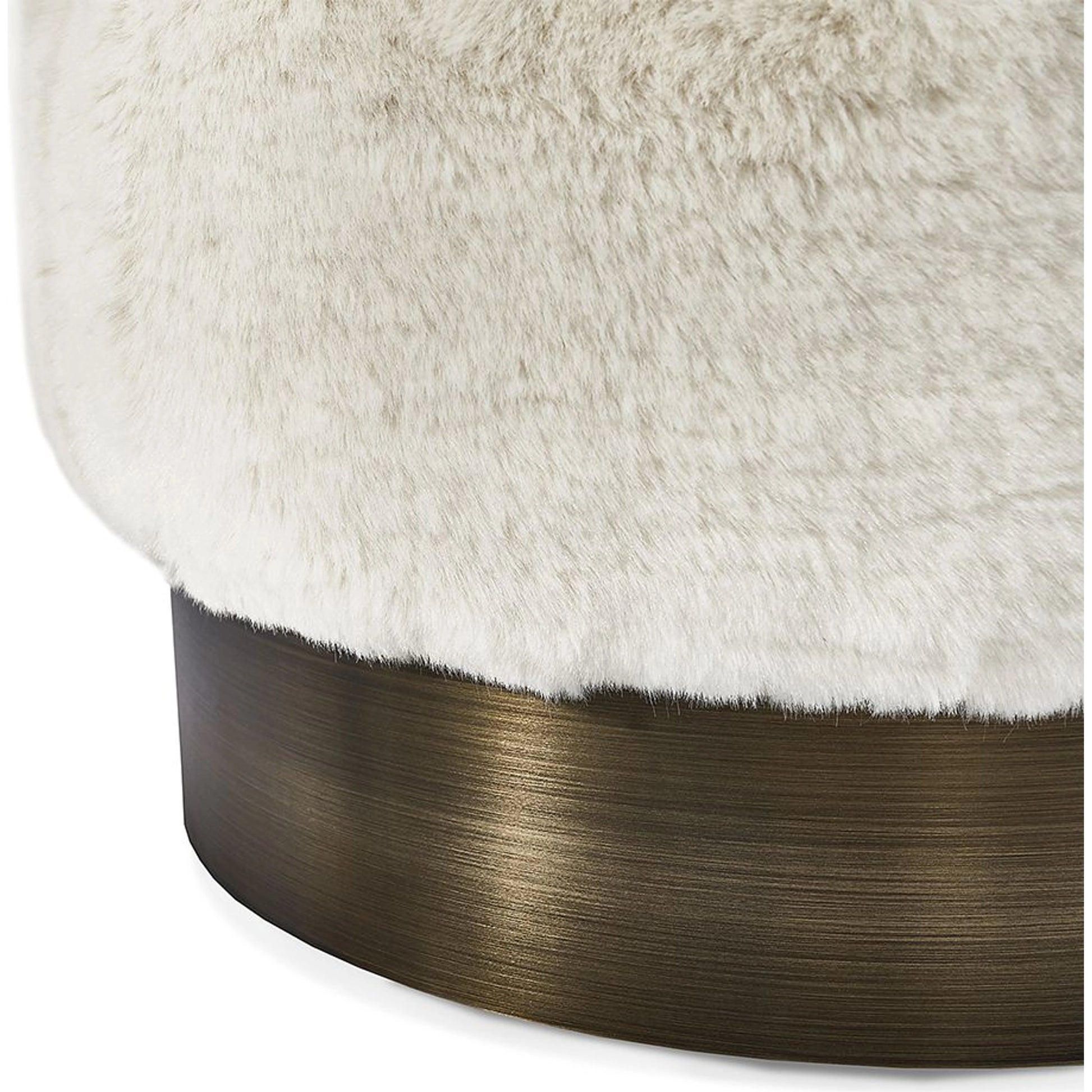 Charlize Bronze Stool by Interlude Home in cream, antique bronze. Made from boucle, stainless steel in a modern style.