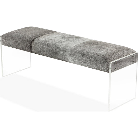 Aiden Bench by Interlude Home in light natural, clear. Made from hide, acrylic in a modern style.