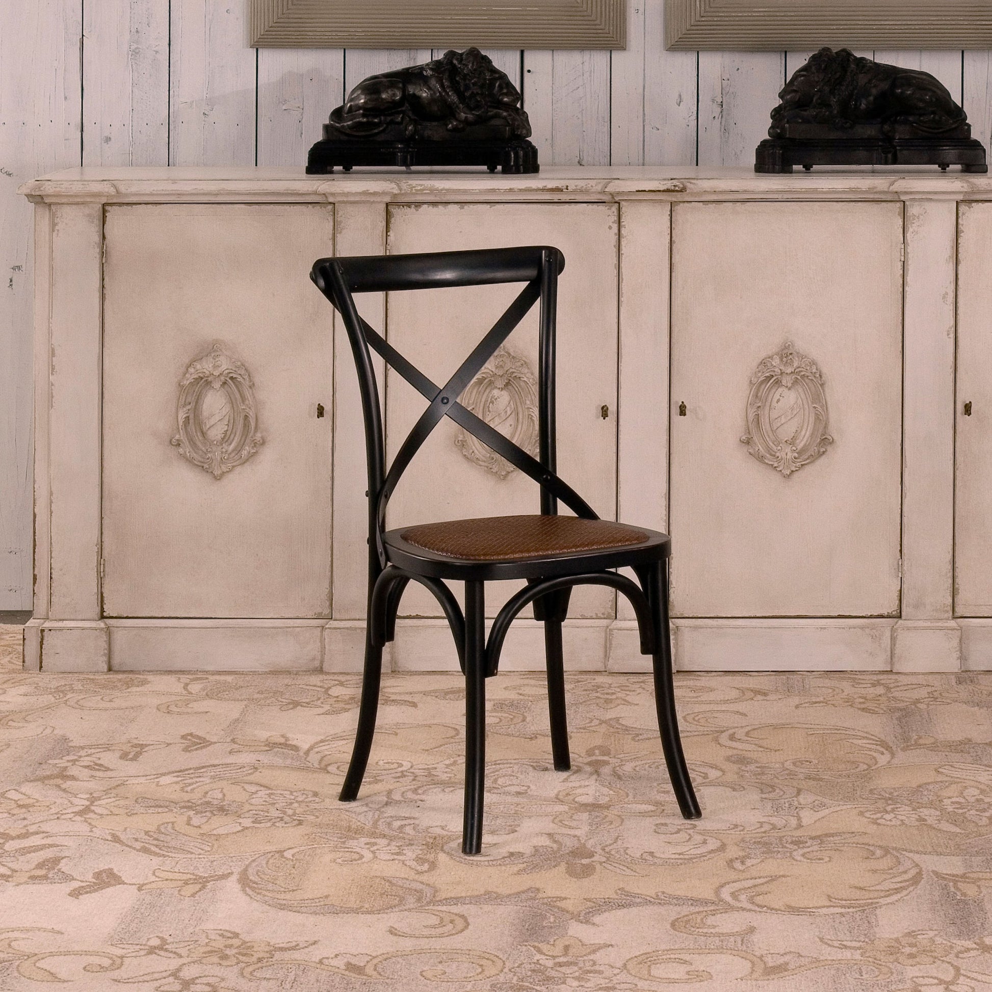 Tuileries Gardens Chair (Set of 2) by Sarreid Ltd. in black. Made from birch in a traditional style.