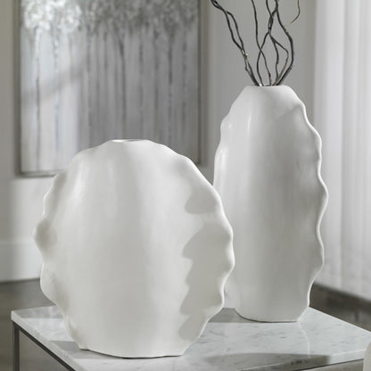 Ruffled Feathers Vases by Uttermost. Made from earthenware in a transitional style.