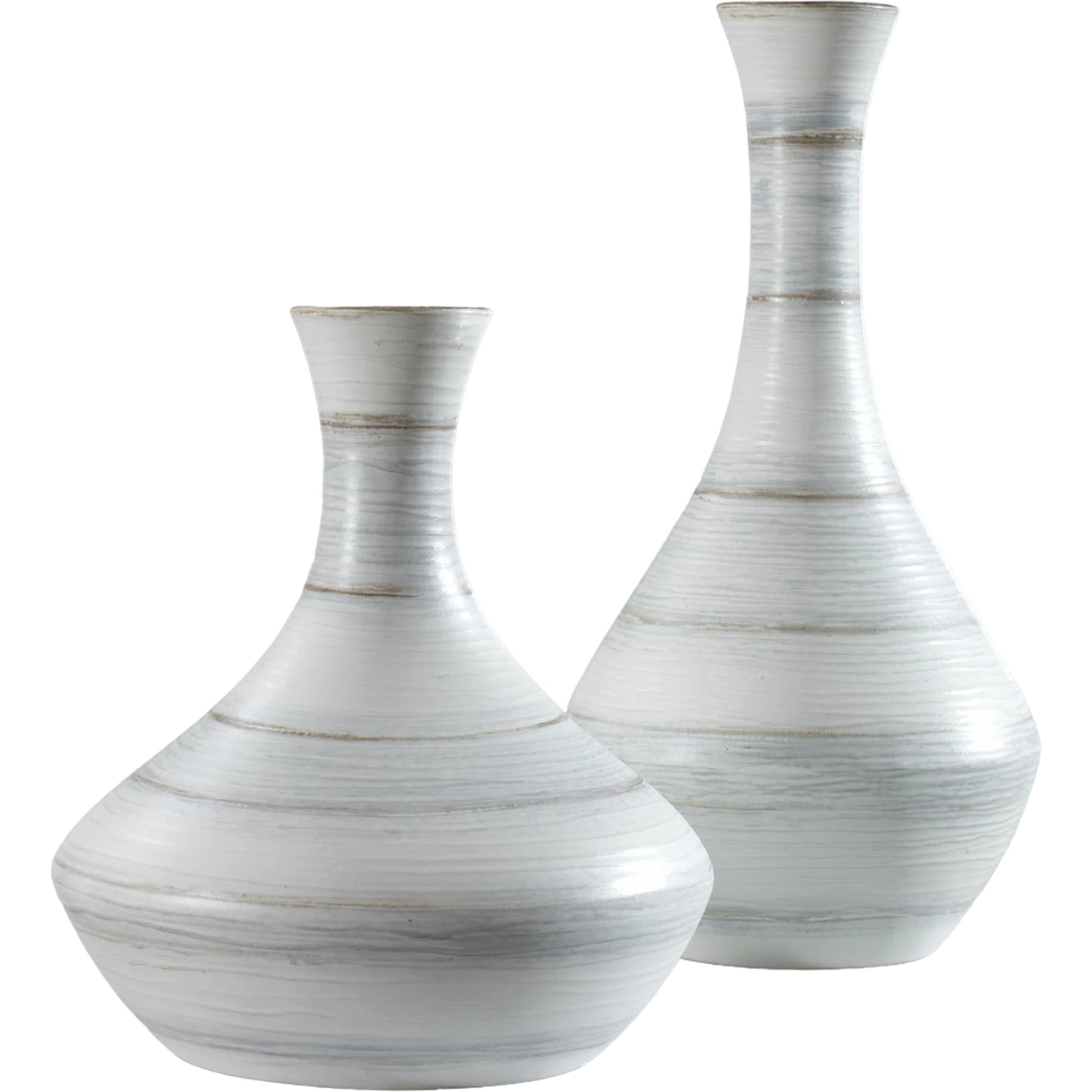 Potter Vases by Uttermost in ivory. Made from earthenware in a traditional style.