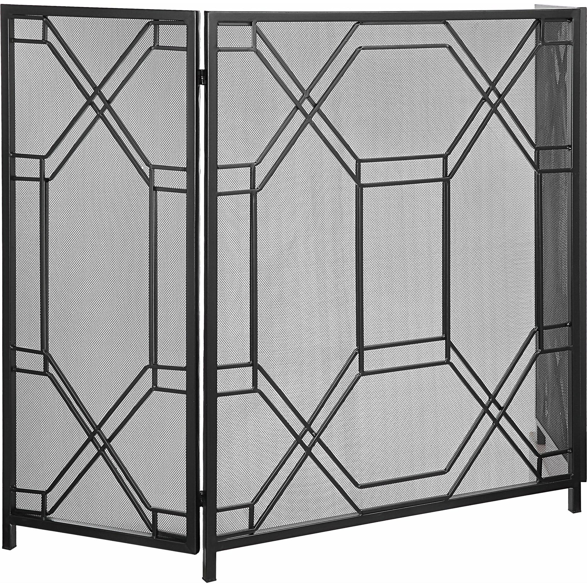 Rosen Fireplace Screen by Uttermost in gold. Made from metal in a traditional style.
