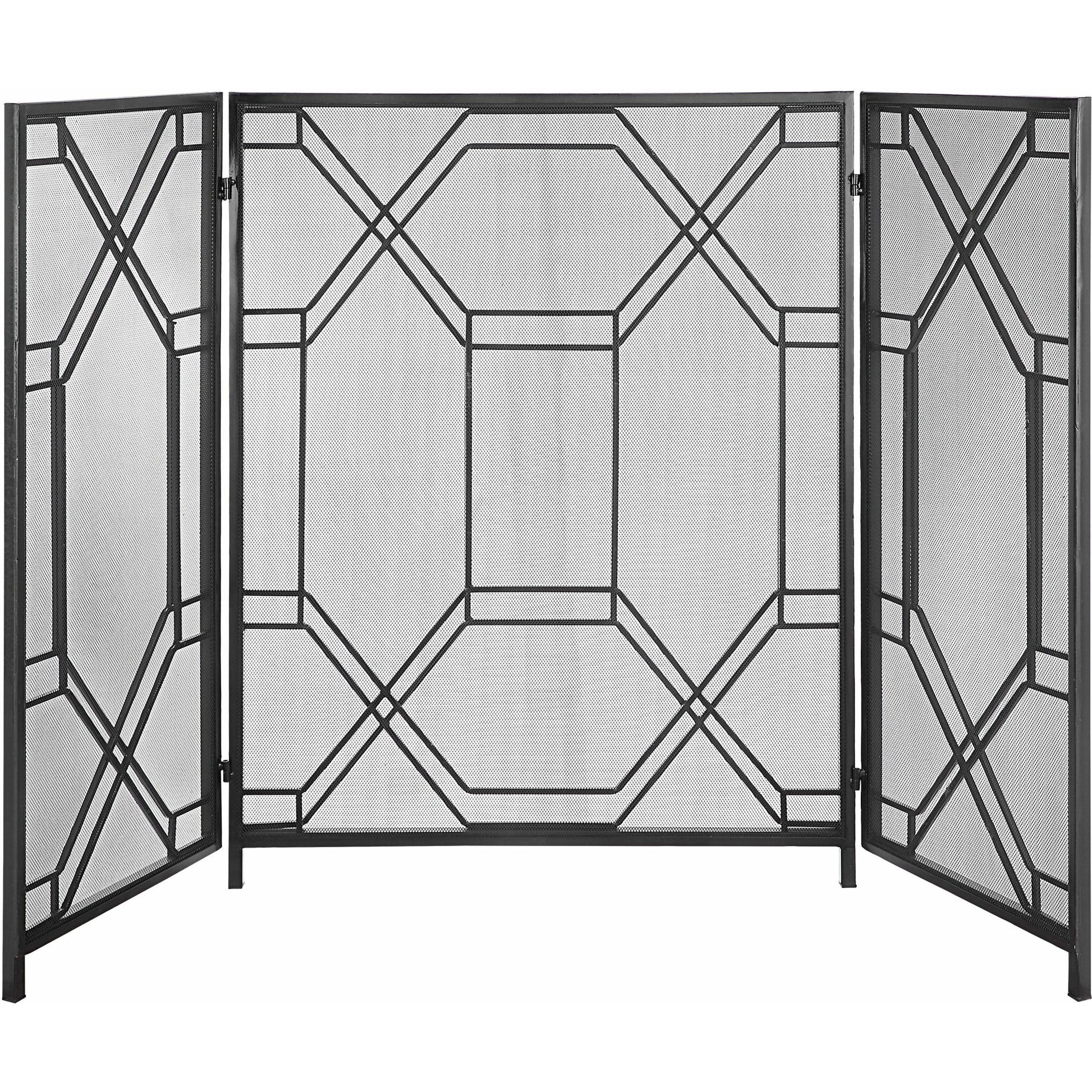 Rosen Fireplace Screen by Uttermost in gold. Made from metal in a traditional style.