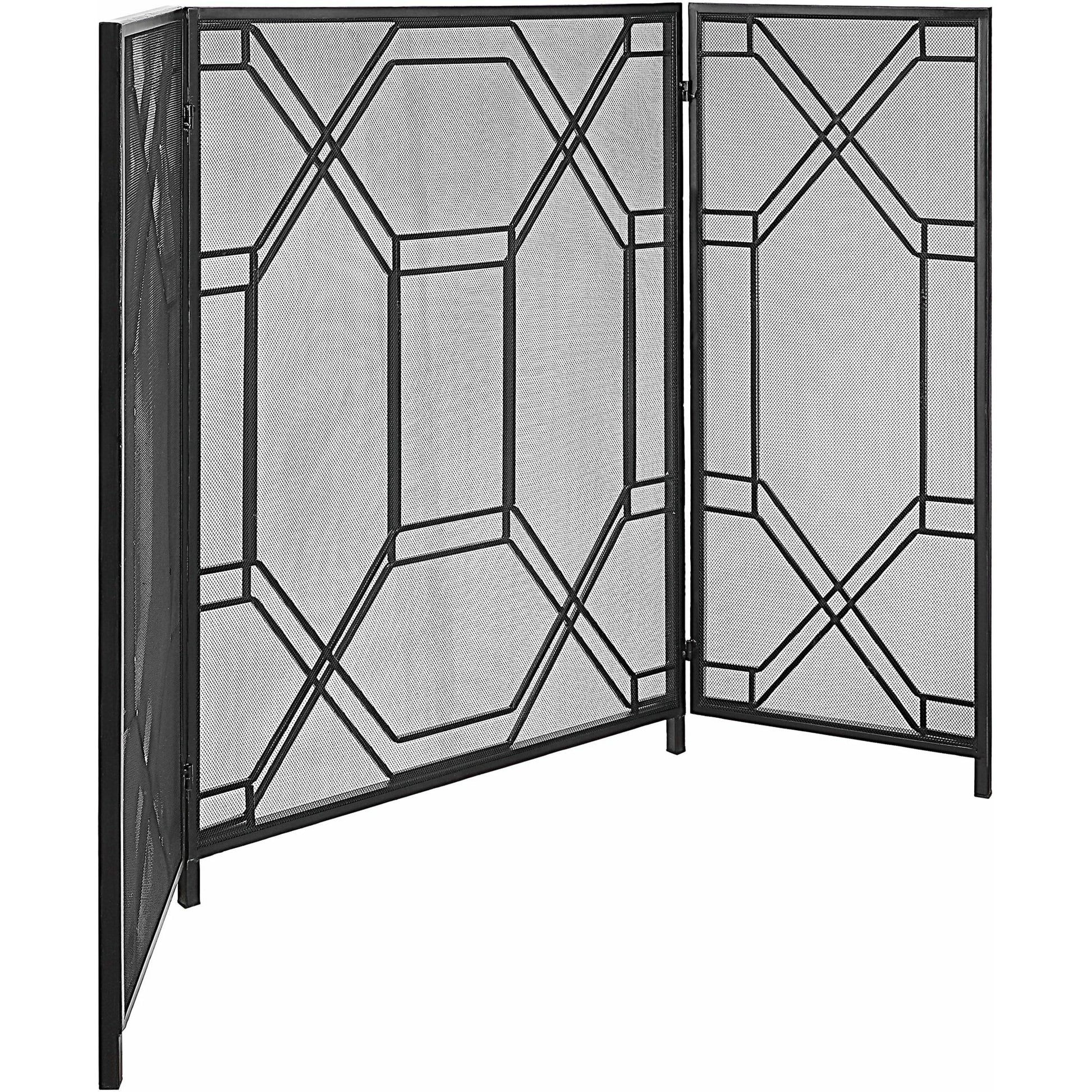 Rosen Fireplace Screen by Uttermost in gold. Made from metal in a traditional style.