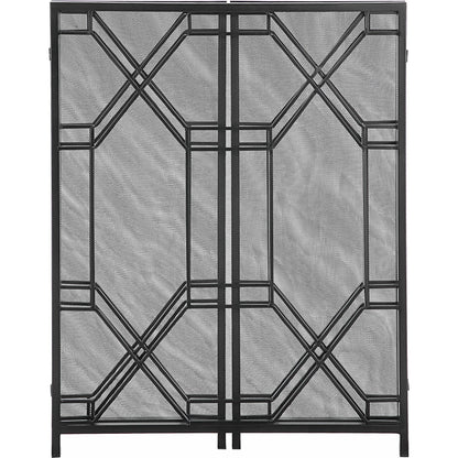 Rosen Fireplace Screen by Uttermost in gold. Made from metal in a traditional style.