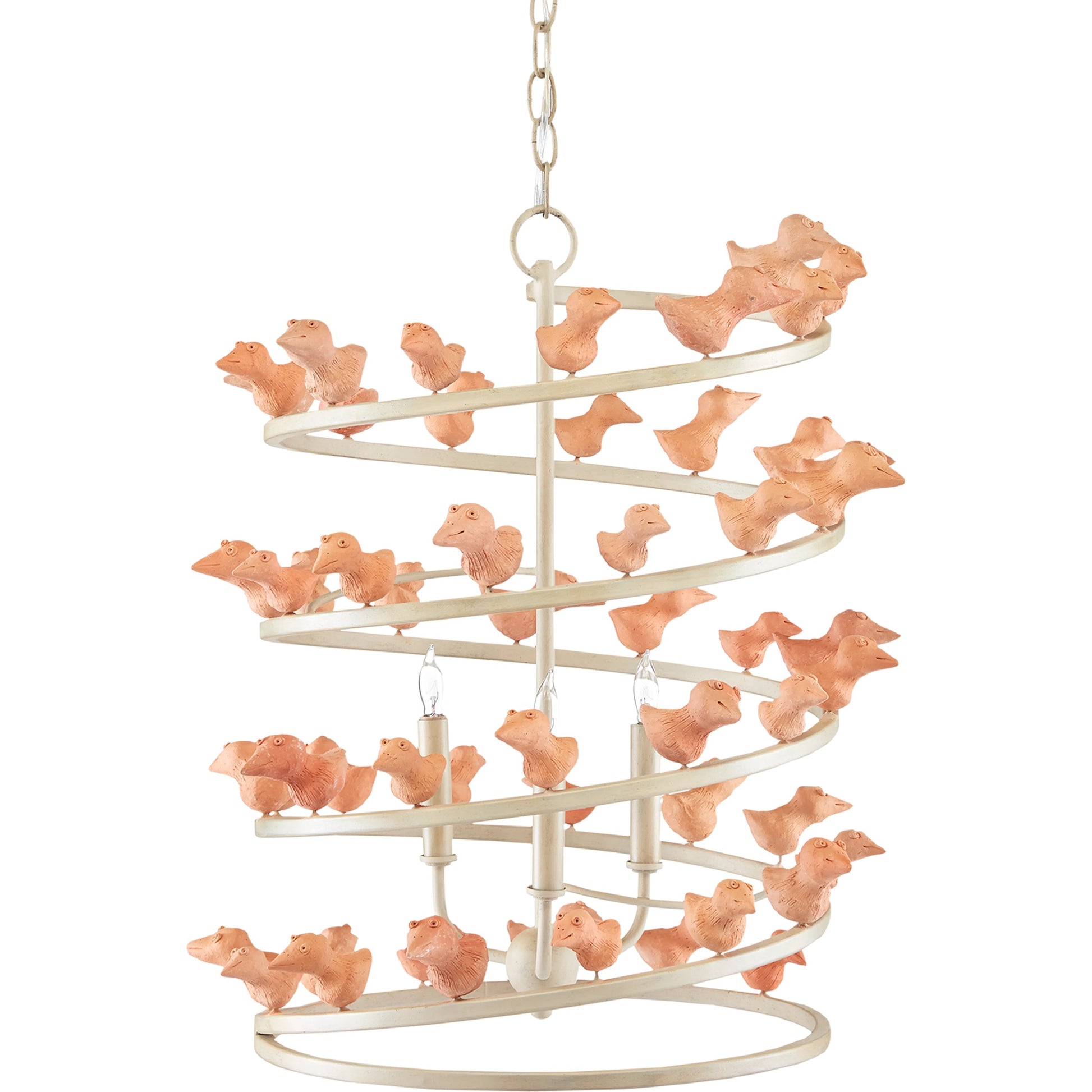 Adarna Chandelier by Currey and Company in flaxen. Made from wrought iron, terracotta in a cottage & farmhouse style.