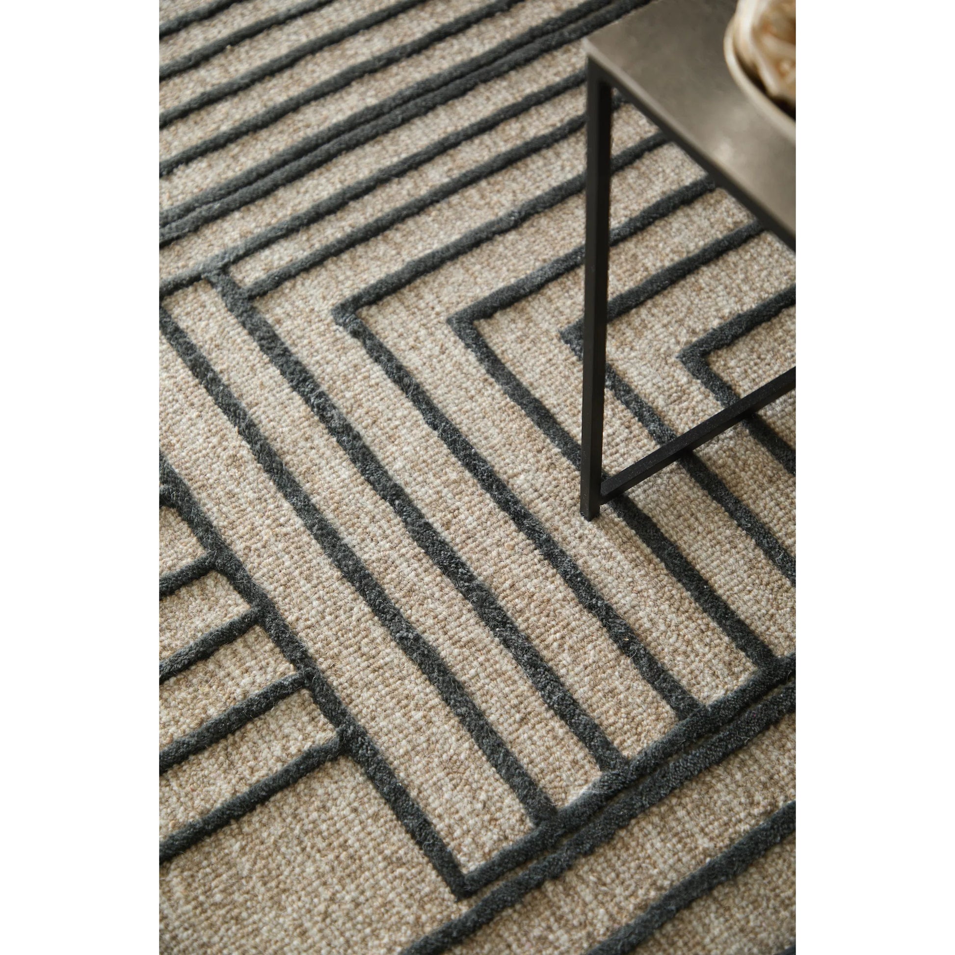 Gansett Geometric Rug - T25T8011 by Thom Felicia by Feizy Rugs in tan, brown. Made from wool in a unique style.