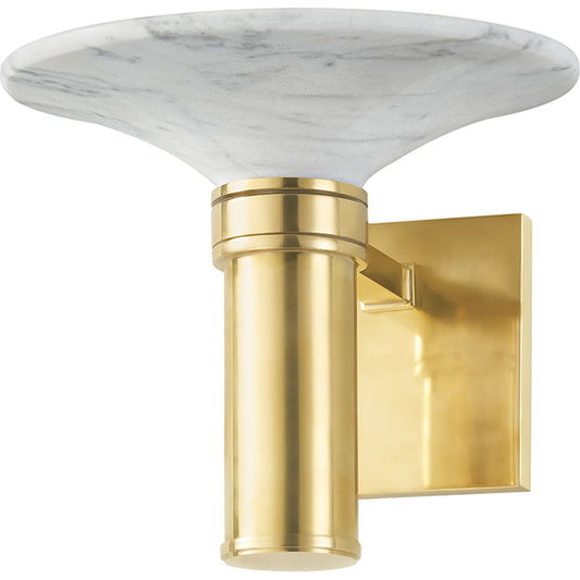 Brann 1 Light Wall Sconce by Hudson Valley in aged brass. Made from brass in a modern style.
