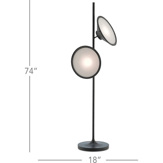 Bulat Floor Lamp by Currey and Company in antique black, white opaque. Made from metal, glass in a modern style.
