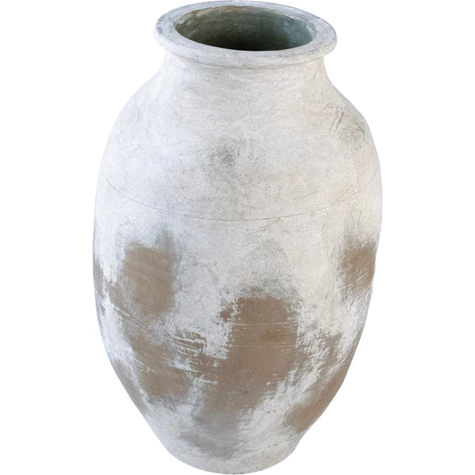 Gia Vase by Zentique in distressed white and brown. Made from terracotta in a unique style.