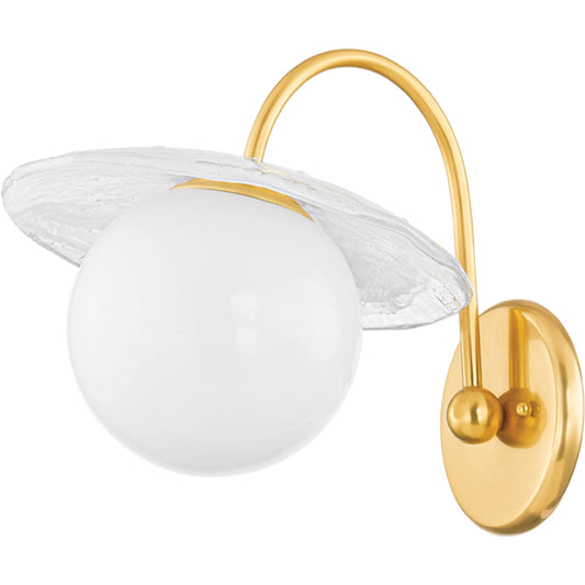 Stampford Wall Sconce by Hudson Valley in aged brass. Made from steel in a unique style.