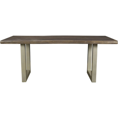 Taj Dining Table by LH Imports in brown and vinegar, acrylic matte, silver, powder coat. Made from acacia, iron in a unique style.