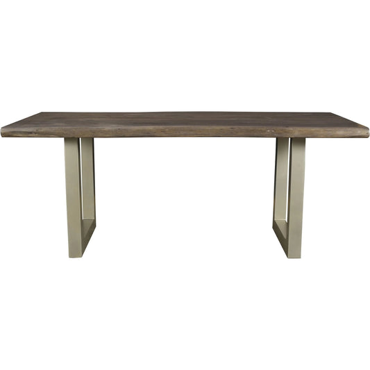 Taj Dining Table by LH Imports in brown and vinegar, acrylic matte, silver, powder coat. Made from acacia, iron in a unique style.