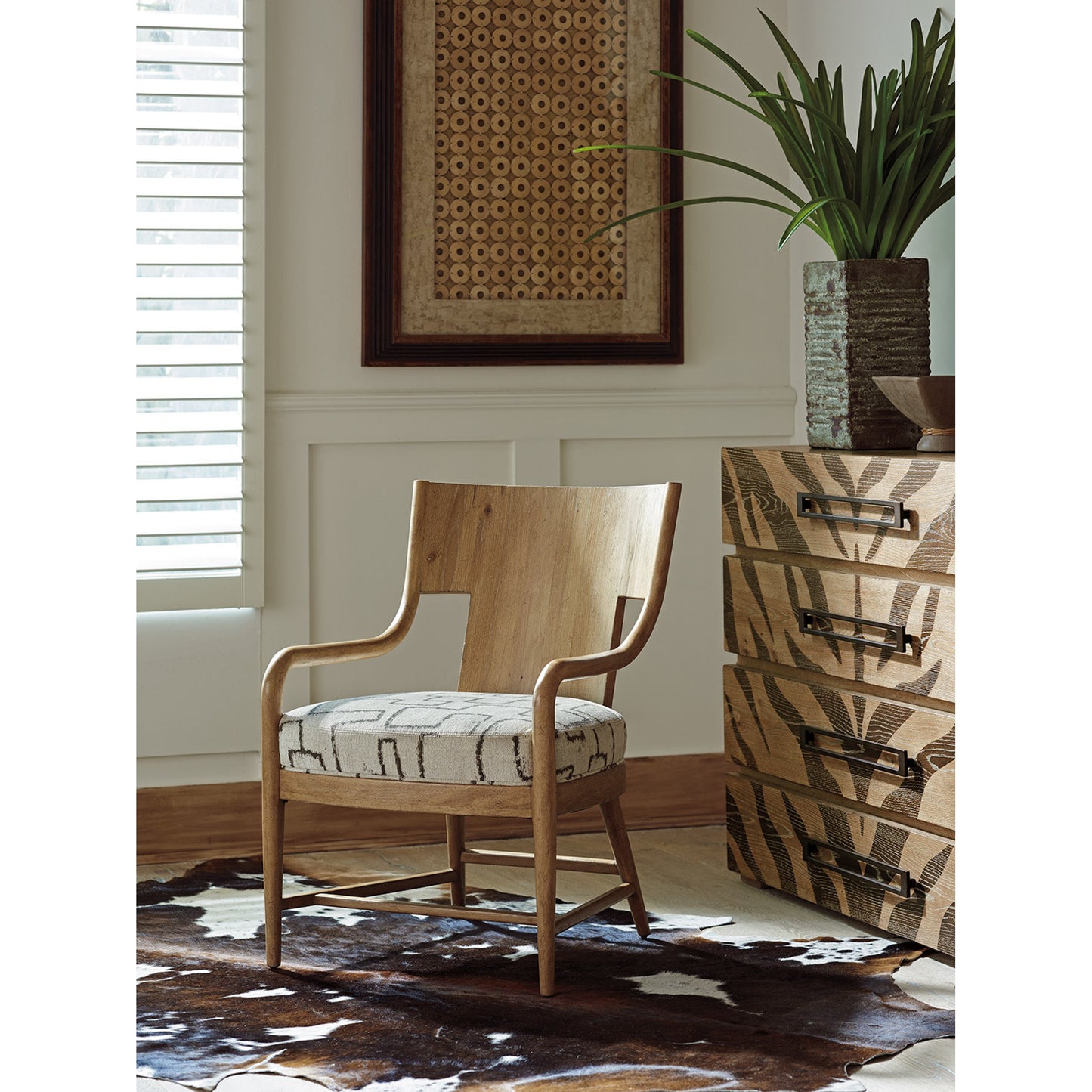 007 SR-836361 | Lifestyle | Radford Chair by Tommy Bahama Home in newcastle. Made from geometric in a coastal style.