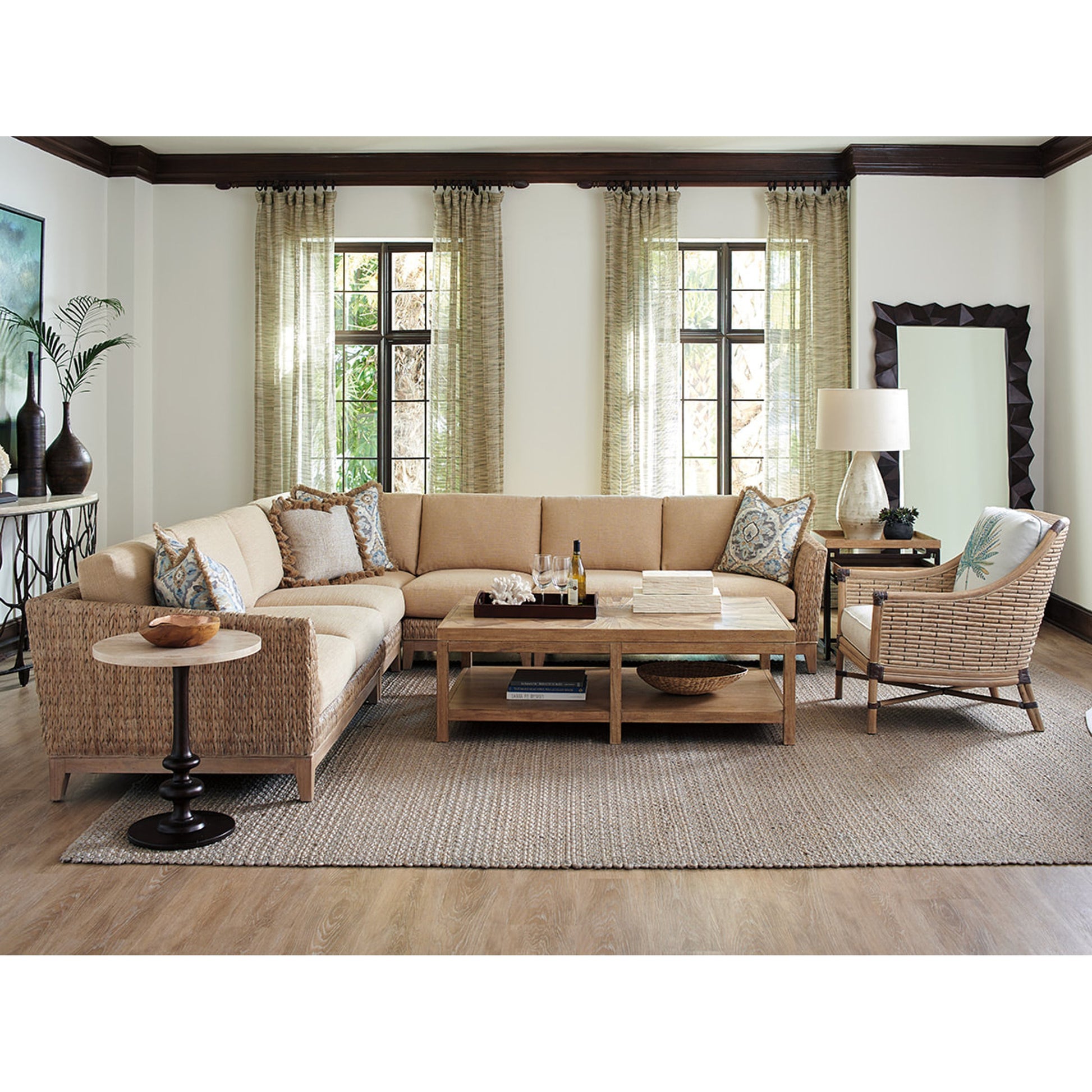 Marshall Stone Top Round End Table by Tommy Bahama Home. Made from unique in a transitional style.